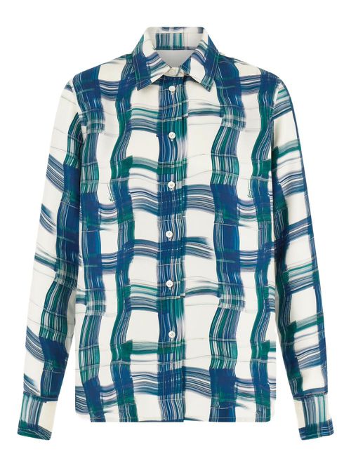 Plaid silk shirt - Blue