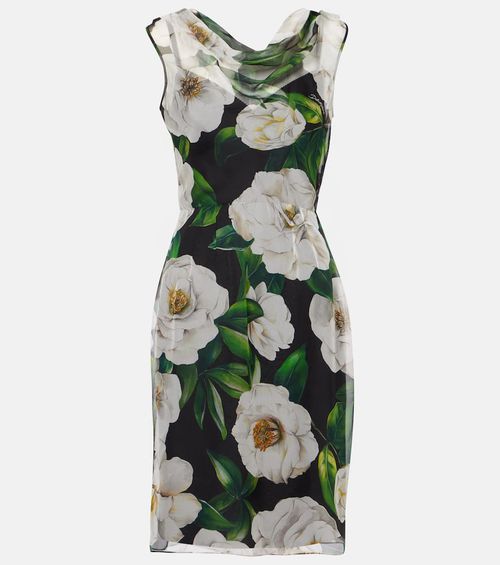 Floral silk chiffon midi dress