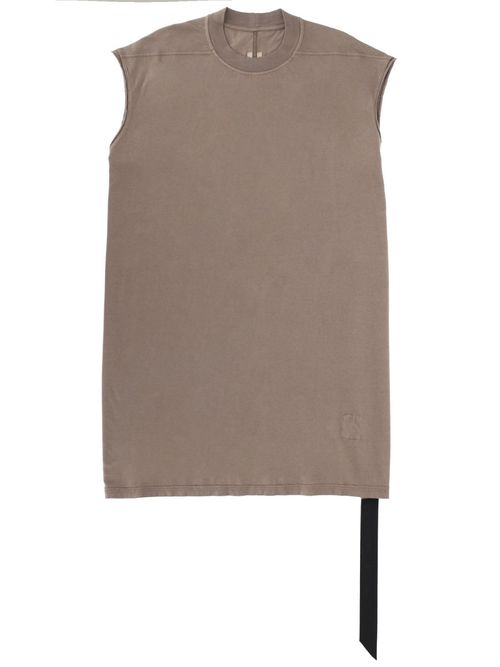 Men's Sleeveless Crew Neck Raw-Edge Longline Tank Shirt (Size S) 100% Cotton