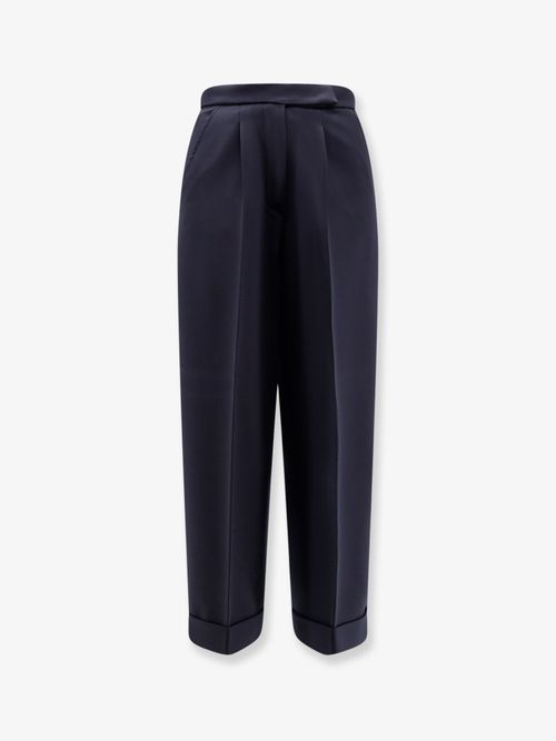 Virgin Wool Wide-Leg Trousers — Blue