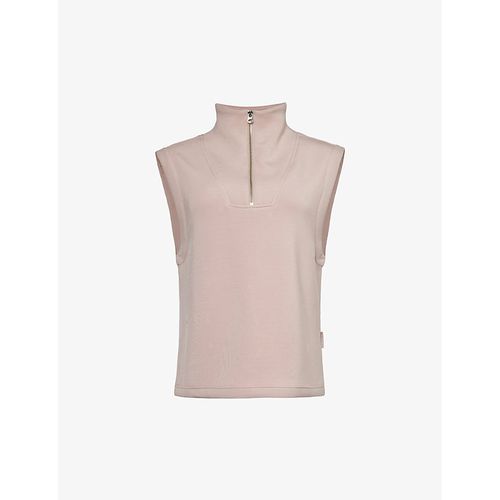 Womens Ice Mauve Magnolia Half-zip Relaxed-fit Stretch-woven top S