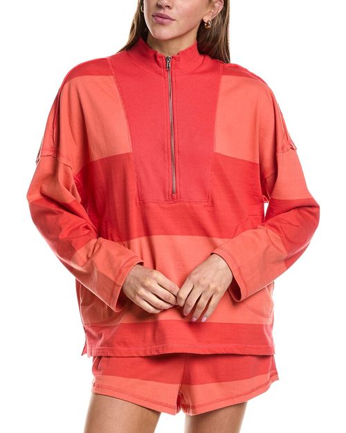Camille Stripe Heavy Jersey 1/2-Zip Pullover