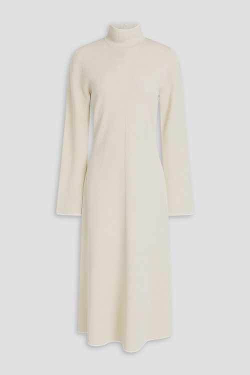 Metallic merino wool-blend turtleneck midi dress - White - XL