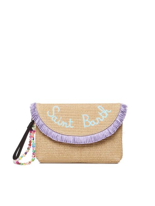 Straw Handbag With Fringes And Fruits