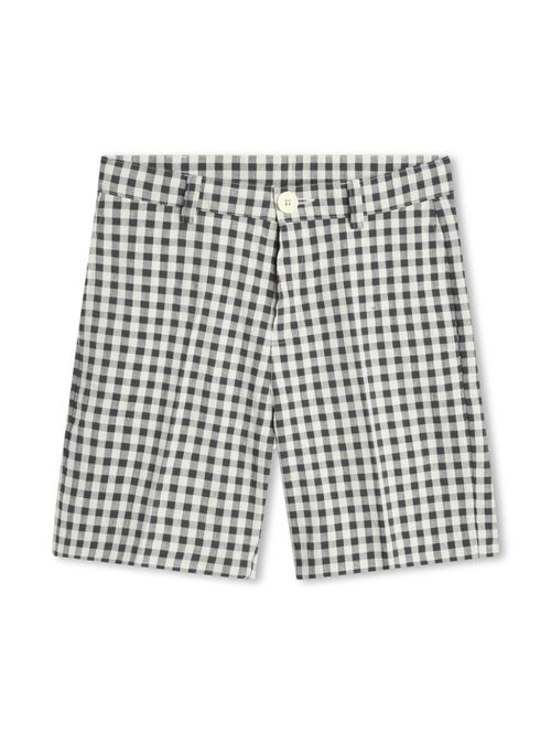 Logo-tag gingham check-print shorts - Neutrals