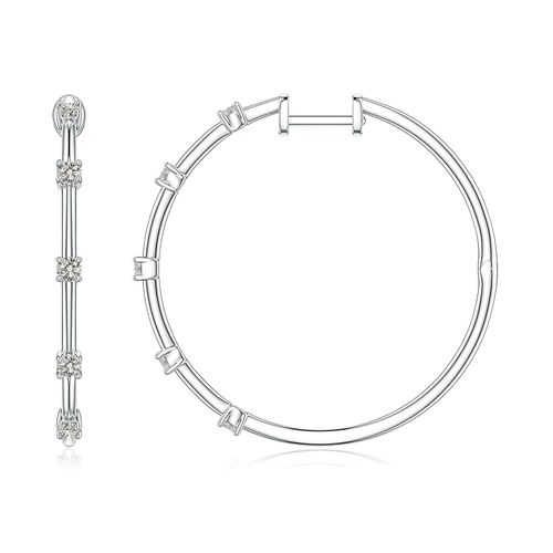 Angara 0.35 CTW Round Diamond Five-Stone Station Hoop Earrings in Silver