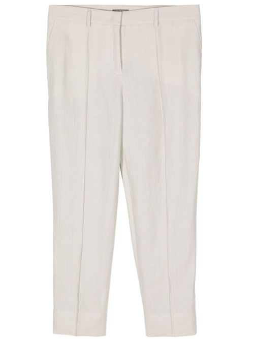 Harper linen cropped trousers - Neutrals
