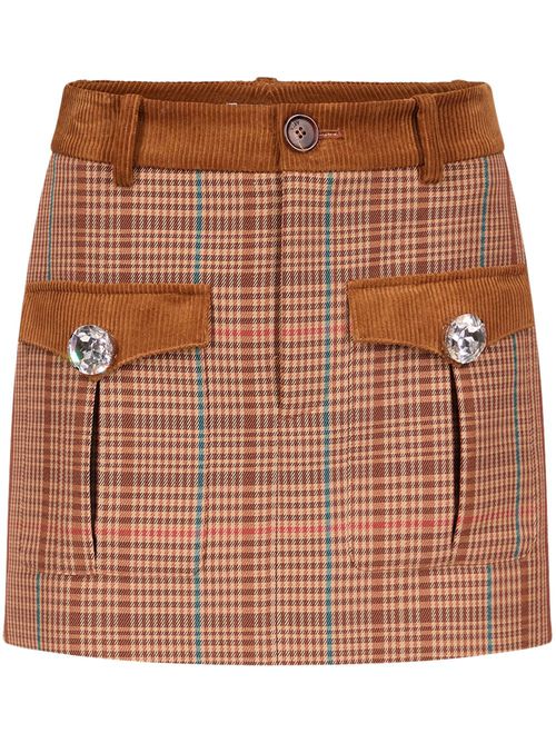 Checked mini skirt - Brown