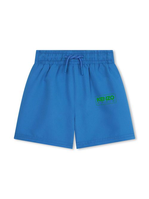 Logo-print drawstring swim shorts - Blue