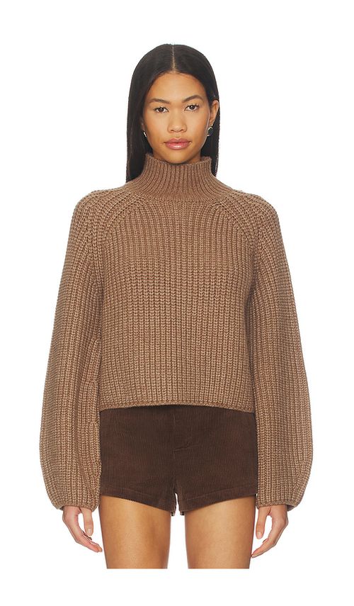 Lovers and Friends Martinea Funnel Neck Sweater in Heather Brown. L also in XS, S