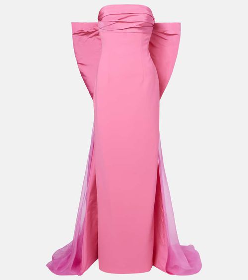 Bow-detail strapless crêpe gown