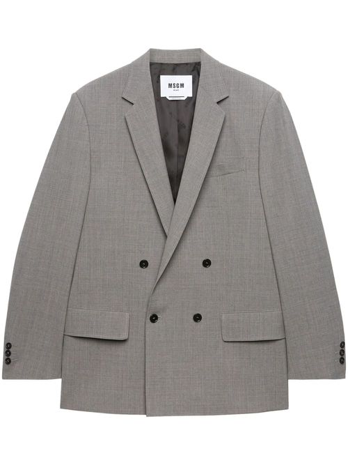 Double-breasted mélange-effect blazer - Grey