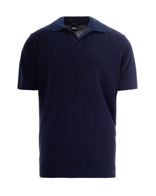 Jacquard Cotton Polo Shirt — Navy
