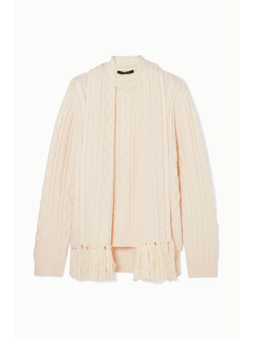 Cable-knit Wool-blend Sweater - Ivory
