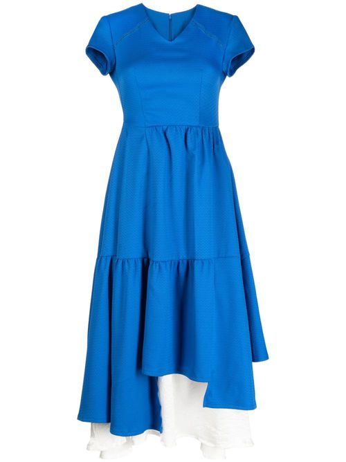 Layered asymmetric midi dress - Blue