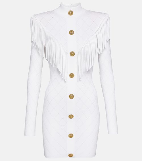 Balmain Fringed knit minidress