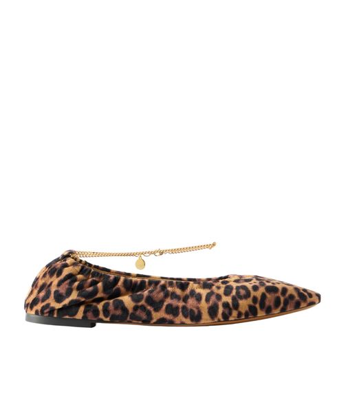 Embellished leopard-print velvet ballerina flats