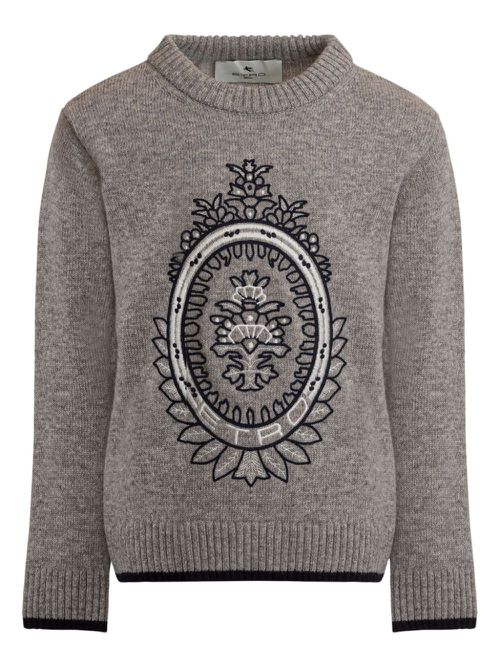 Coat of Arms-embroidered jumper - Grey