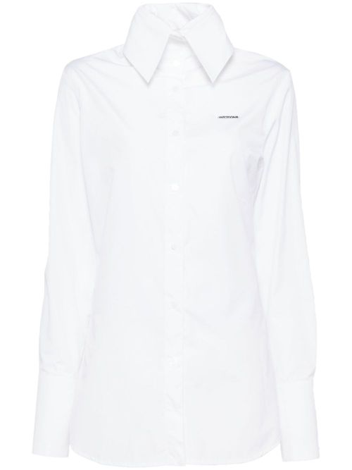 High-neck collar shirt - White