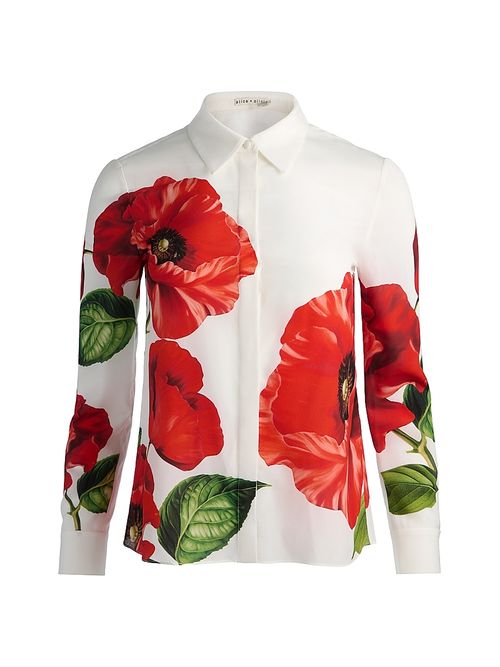 Women's Willa Floral Silk Shirt - Summer Poppy