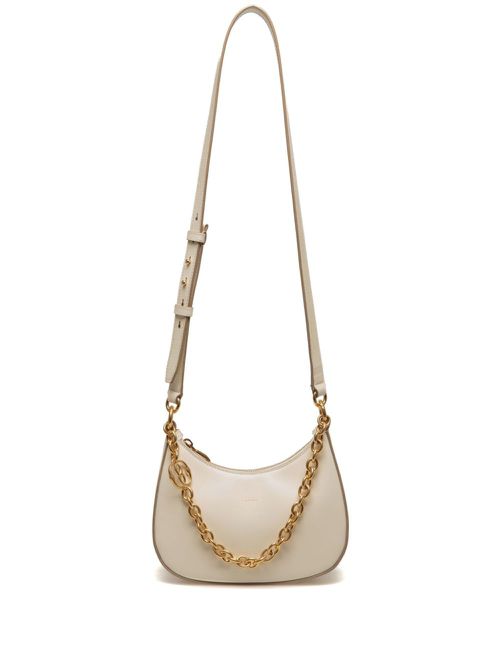 Emblem logo-charm leather crossbody bag - Neutrals