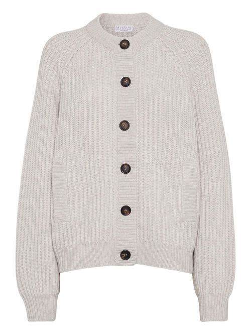 Ribbed button-up cardigan - Neutrals