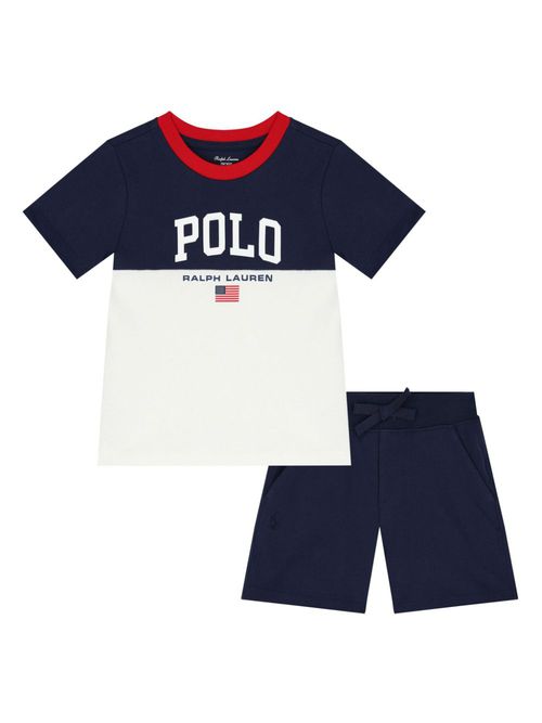 Logo-print shorts set - Blue
