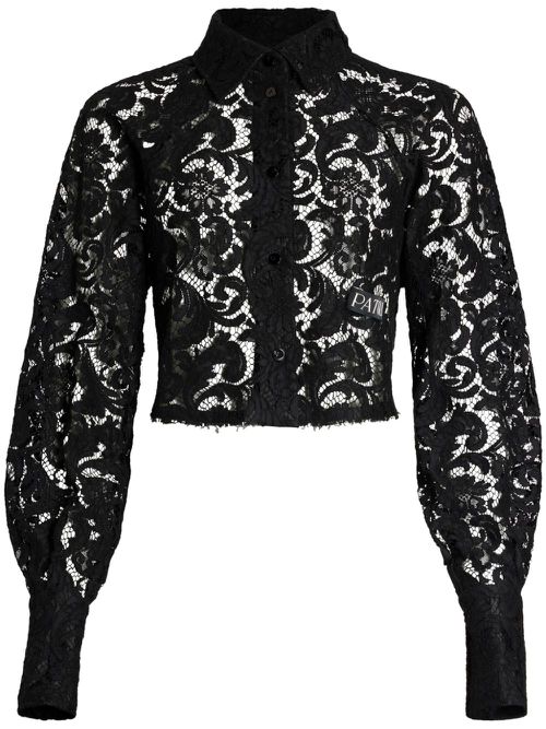 Cropped sheer lace shirt - Black