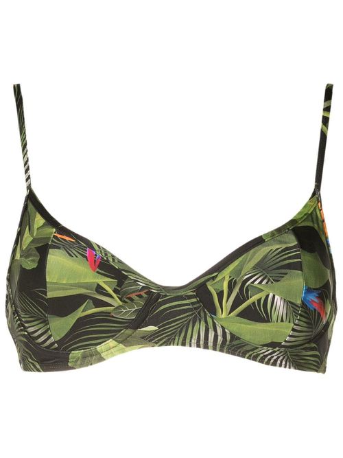 Fiji botanical-print bikini top - Green