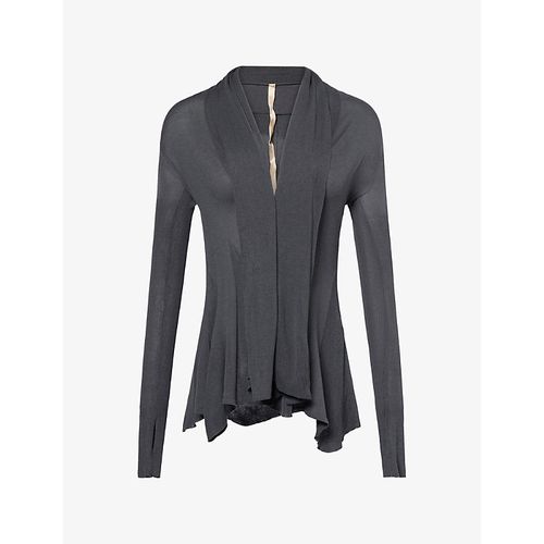 Womens Fishtail-Hem Ribbed Knitted Cardigan