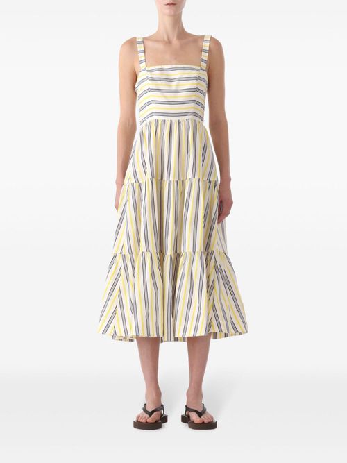 Striped tiered midi dress - Neutrals