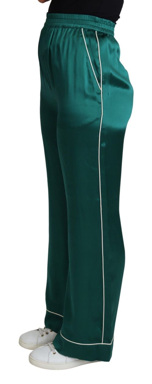 Silk High-Waist Pajama Pant — Green