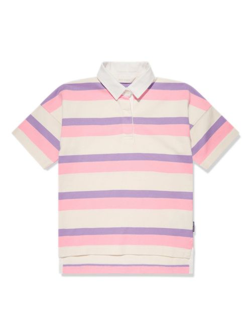Stripe-print logo-print polo shirt - Pink