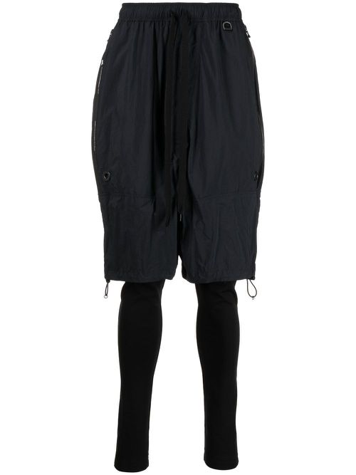 Layered straight-leg trousers - Black