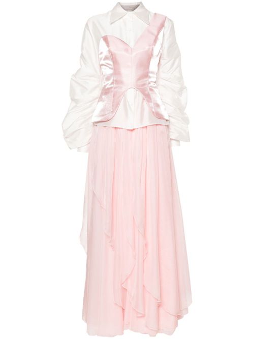Draped flared skirt set - Pink