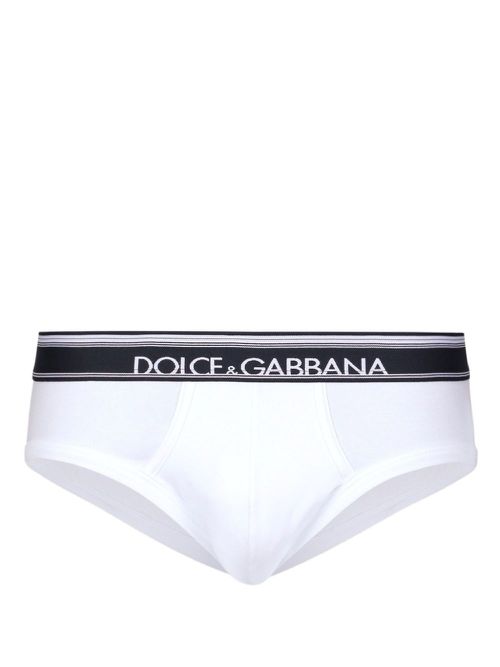 Logo-waistband cotton briefs - White