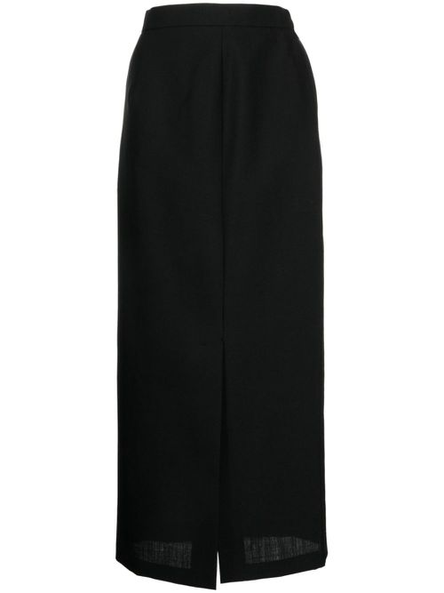 High-waisted wool maxi skirt - Black