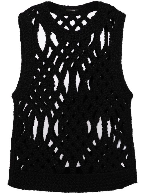 Open-knitted vest - Black