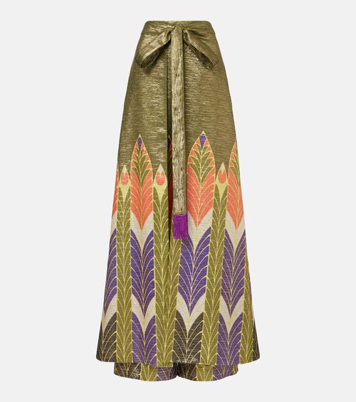 Printed silk-blend wide-leg pants