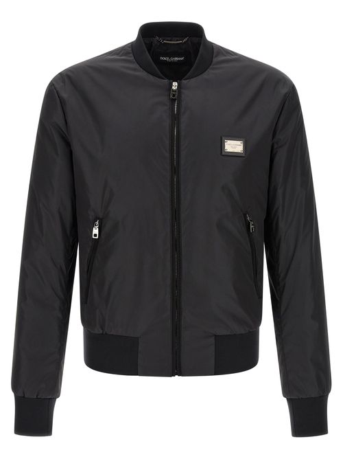 Nylon Bomber Bomber Jacket — Black