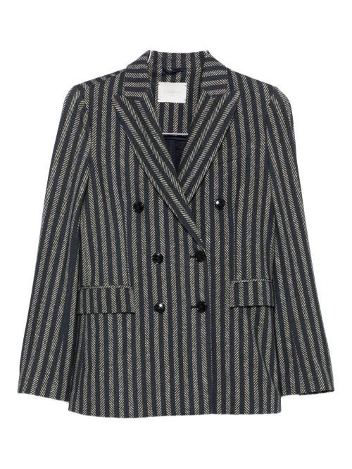 Herringbone Striped Cotton Blazer — Grey