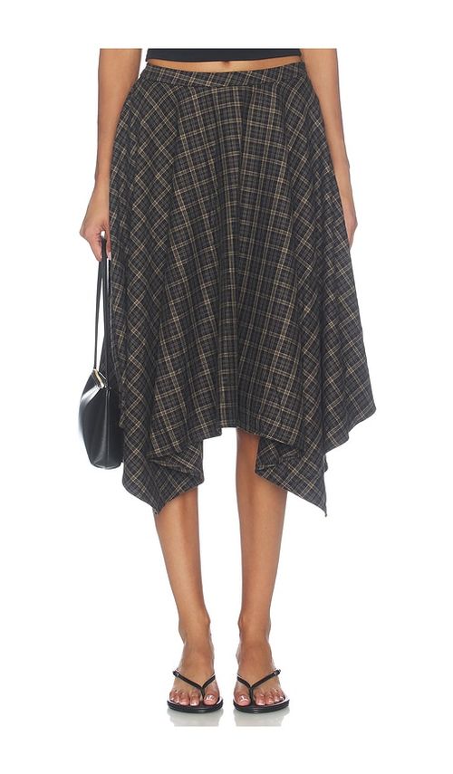 ALL THE WAYS Betty Midi Skirt in Navy Plaid in Multi. - XS also in