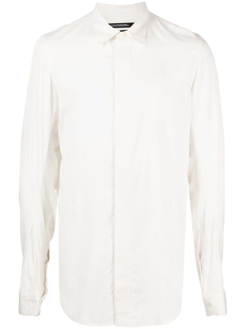 Spread-collar concealed-fastening shirt - White