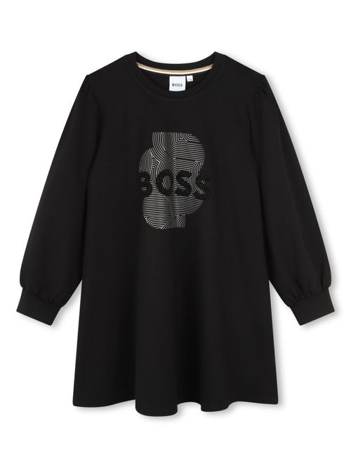 Logo-appliqué sweatshirt dress - Black