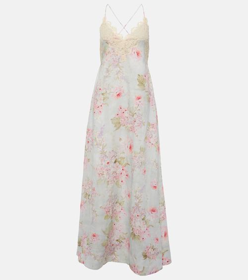 Halliday lace-trimmed floral maxi dress