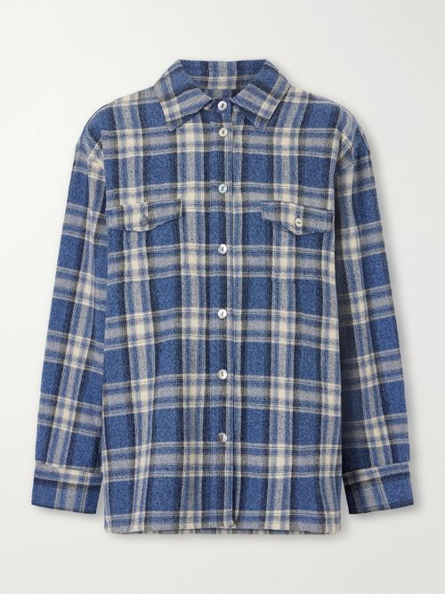 Checked Cotton-flannel Shirt - Blue