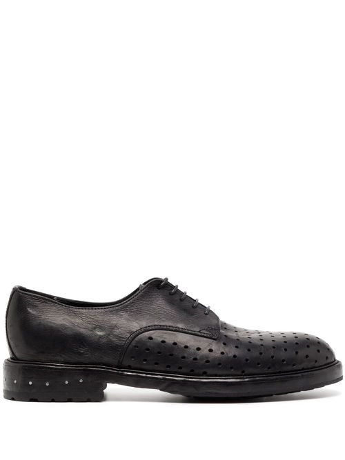 30mm perforated leather derby shoes - Black