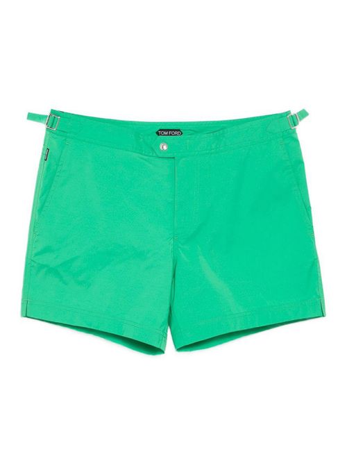 Bright Green Nylon Swimsuit With Side Straps