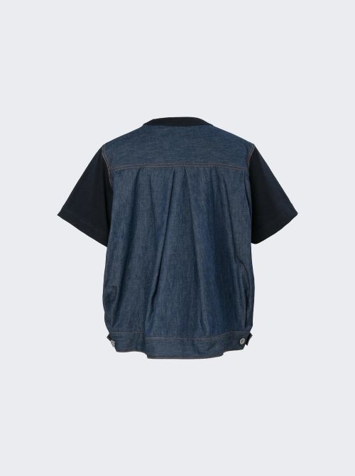 Denim X Cotton Jersey T-shirt Navy And Blue Denim