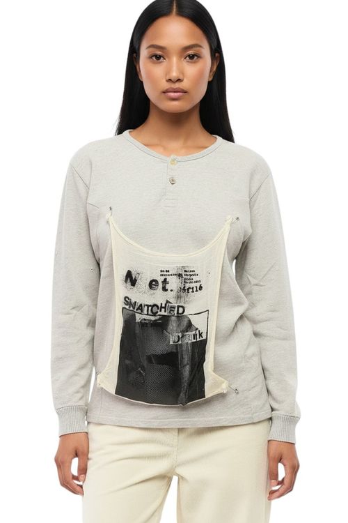 Grey Graphic Crew Neck Sweatshirt